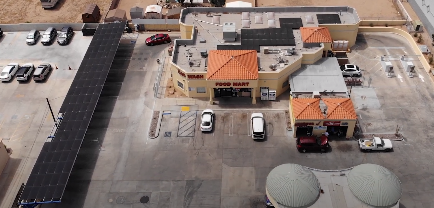 Hesperia Carwash commercial solar installation, Hesperia, CA — 61 kW