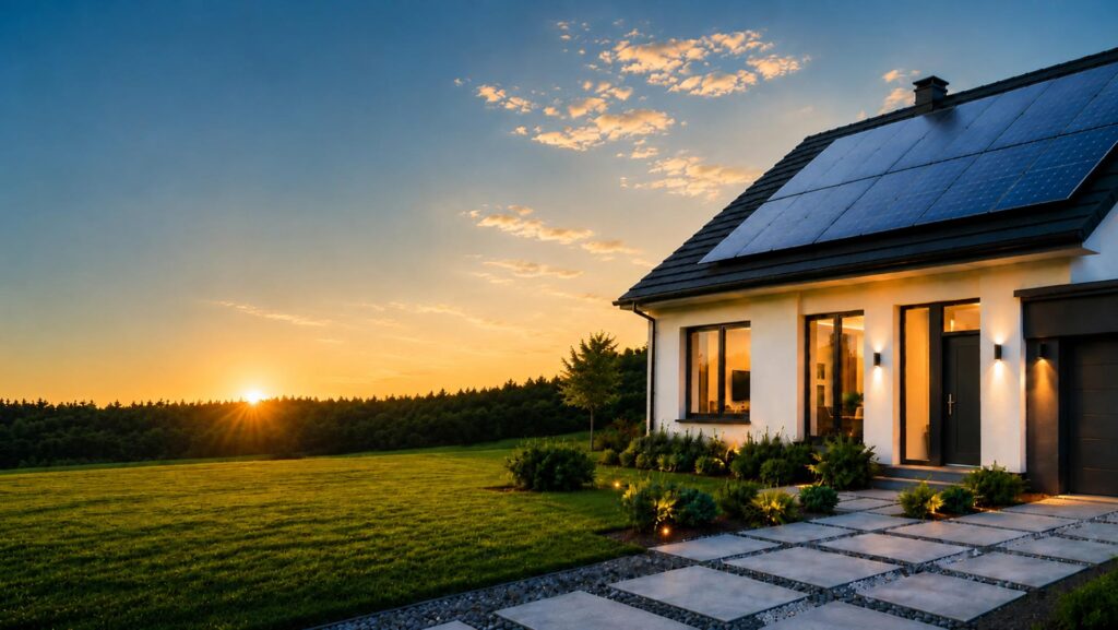 A house with solar panels
